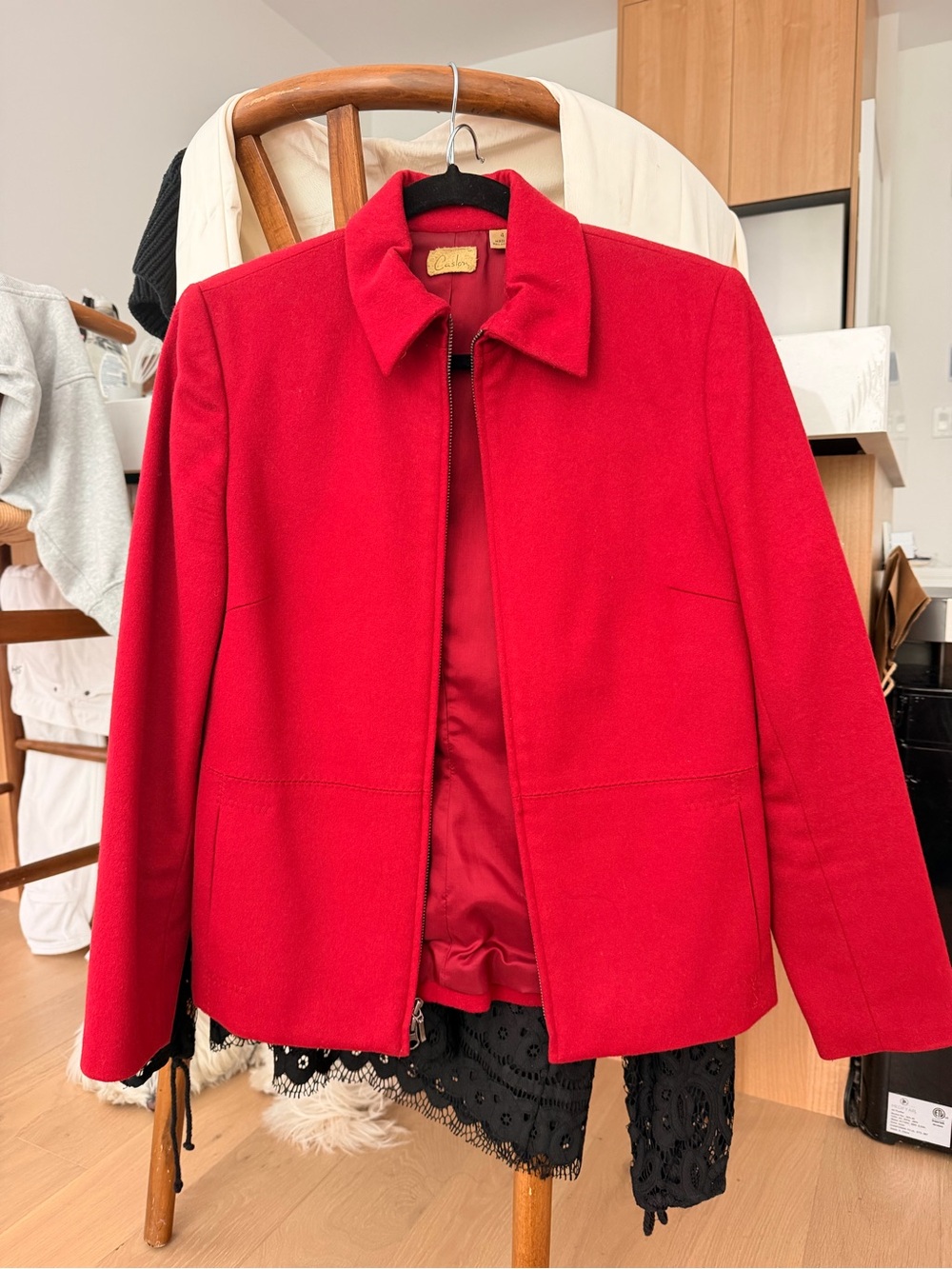 Caslon Women's Red Wool-Blend Zip Jacket